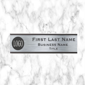Your Company Logo Office Door Sign Metallic Look by designs456 at Zazzle