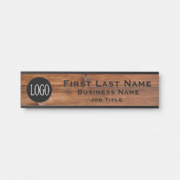 Your Company Logo Office Door Sign Rustic Wood | Zazzle