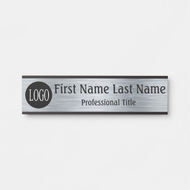 Your Company Logo Office Door Sign Silver Gray (Front)