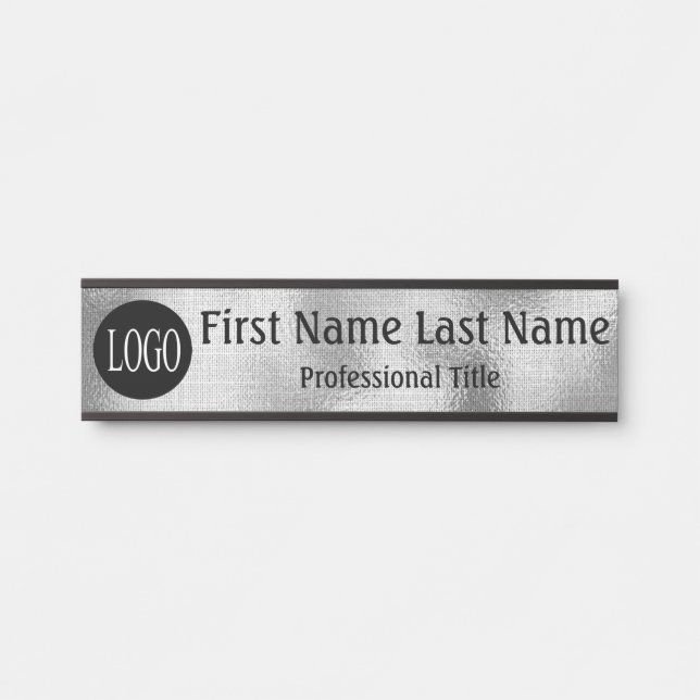 Your Company Logo Office Door Sign Silver Gray (Front)