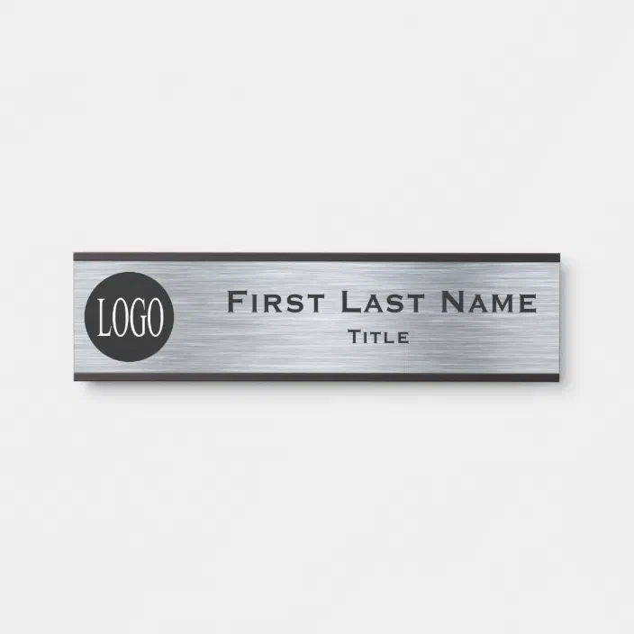 Your Company Logo Office Door Sign Silver Look Zazzle Com