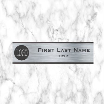 Your Company Logo Office Door Sign Silver Look by designs456 at Zazzle