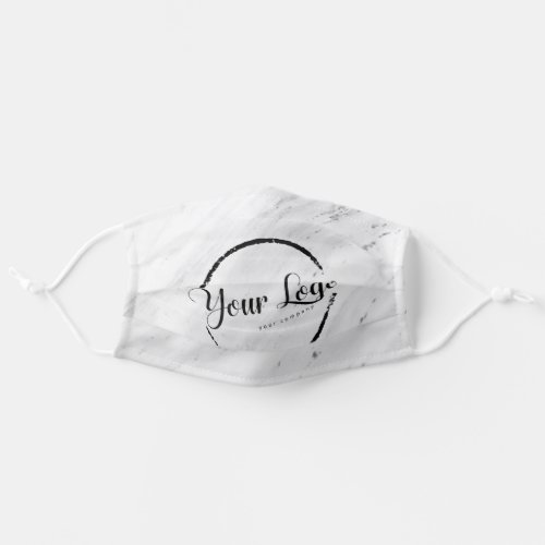 Your company logo on elegant white marble adult cloth face mask