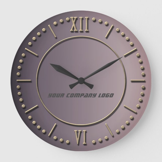 YOUR COMPANY LOGO,personalized,add your text Large Clock (Front)