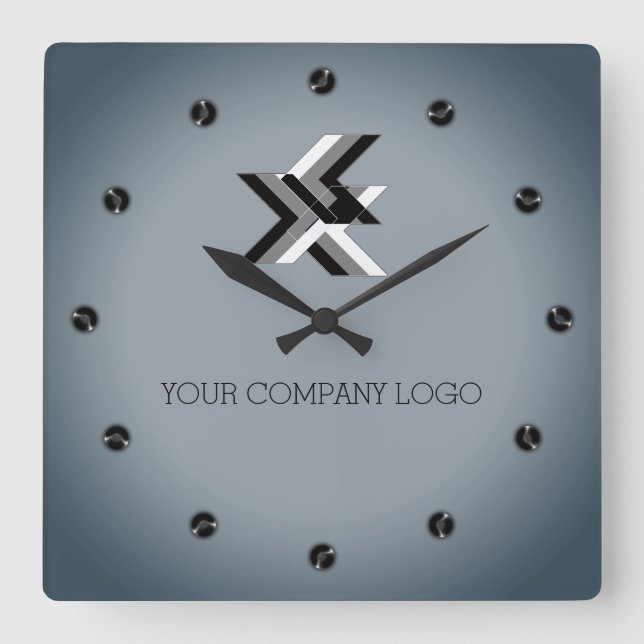 YOUR COMPANY LOGO,personalized,add your text Large Square Wall Clock (Front)