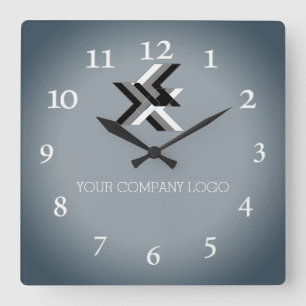 YOUR COMPANY LOGO,personalized,add your text Large Square Wall Clock