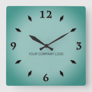 YOUR COMPANY LOGO,personalized,add your text Squar Square Wall Clock