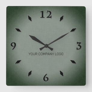 YOUR COMPANY LOGO,personalized,add your text Squar Square Wall Clock