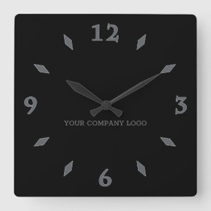 YOUR COMPANY LOGO,personalized,add your text Square Wall Clock
