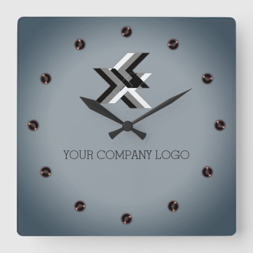 YOUR COMPANY LOGOpersonalizedadd your text Square Wall Clock