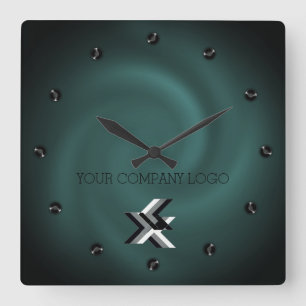 YOUR COMPANY LOGO,personalized,add your text Square Wall Clock
