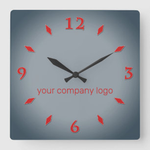 YOUR COMPANY LOGO,personalized,add your text Square Wall Clock