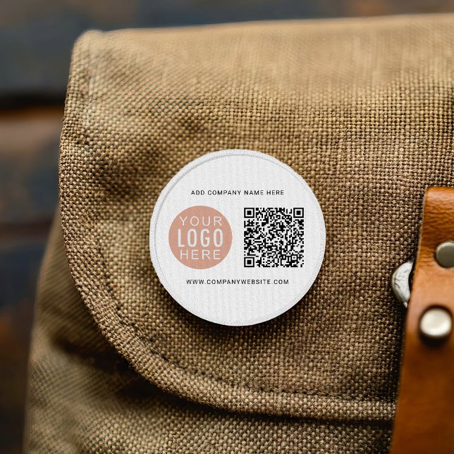 Your Company Logo QR Code Business Website Custom Patch (Business Logo Beige and QR Code Patch)