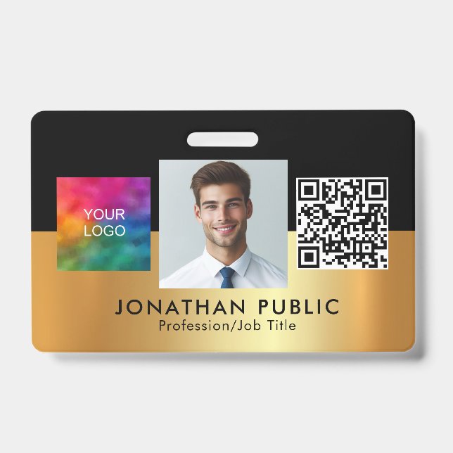 Your Company Logo QR Code Employee Photo Badge (Front)