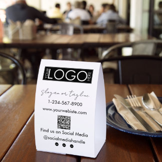 Your Company Logo Storefront QR Code Social Media Paper Table Tent
