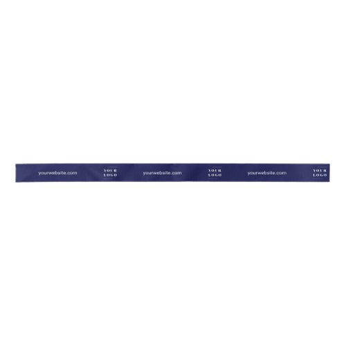 Your Company Logo Template Custom Navy Blue Satin Ribbon