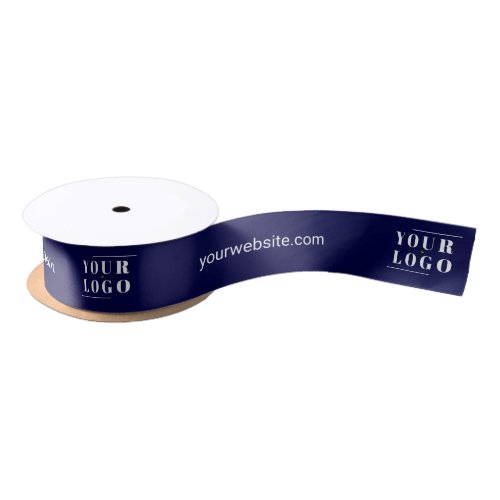 Your Company Logo Template Custom Navy Blue Satin Ribbon