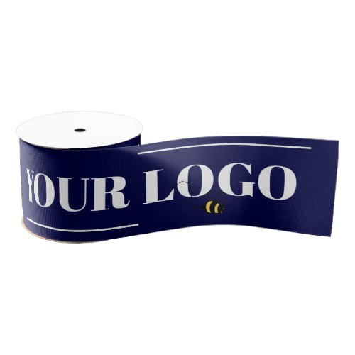 Your Company Logo Template Custom Navy Blue Wide Grosgrain Ribbon