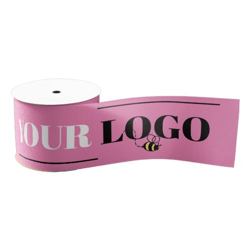 Your Company Logo Template Custom Pink Wide Grosgrain Ribbon