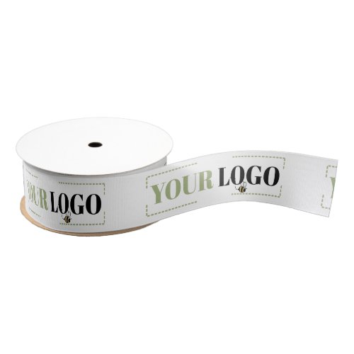 Your Company Logo Template Custom White Grosgrain Ribbon