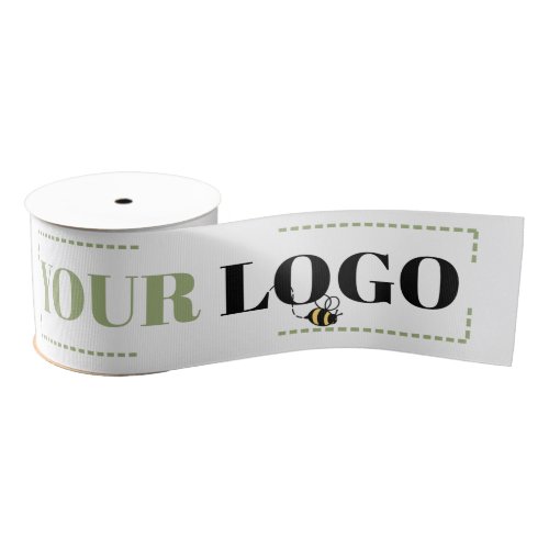 Your Company Logo Template Custom White Wide Grosgrain Ribbon