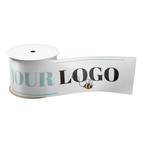 Your Company Logo Template Custom White Wide Satin Ribbon