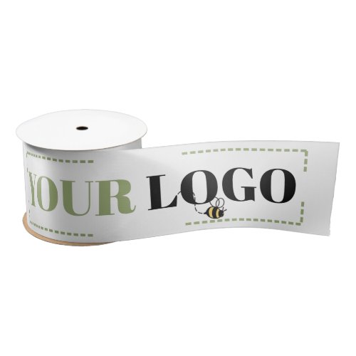 Your Company Logo Template Custom White Wide Satin Ribbon