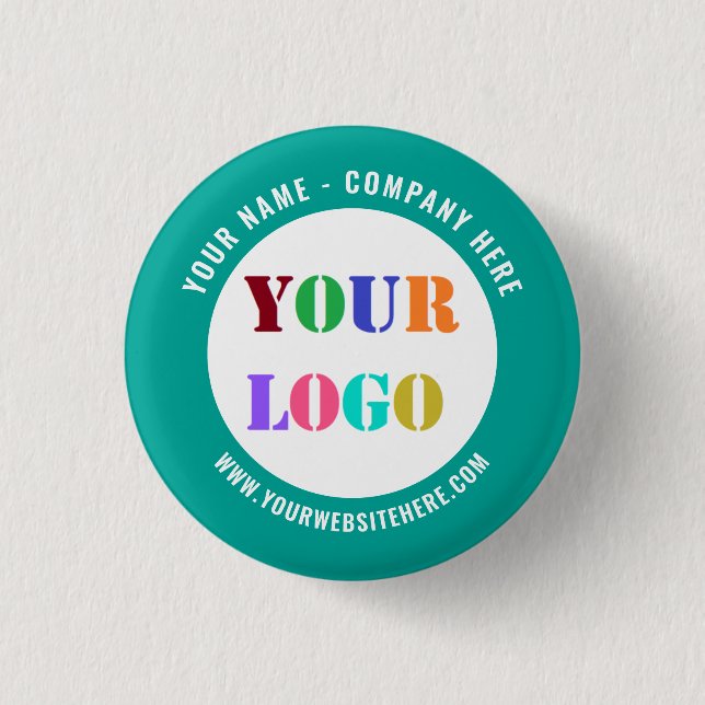 Your Company Logo Text and Colors Promotion Button (Front)