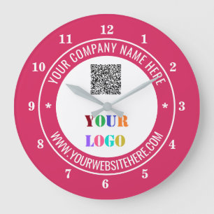 Your Company Logo Text and QR Code Clock Template