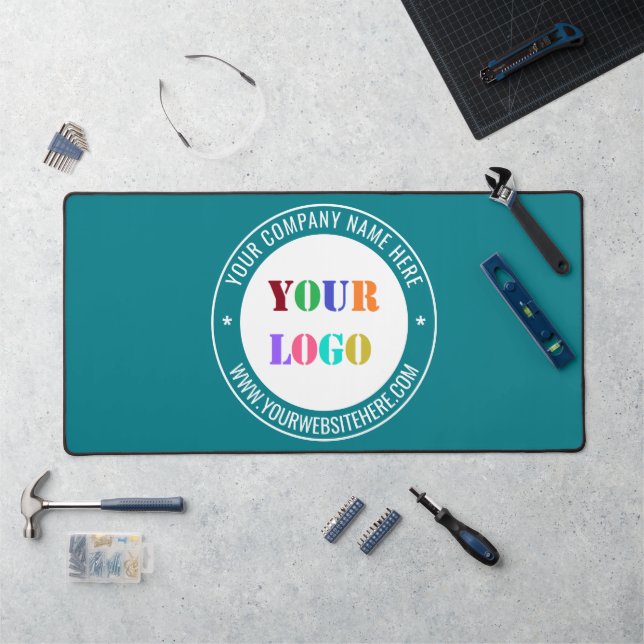 Your Company Logo Text Branded Desk Mat Template (Workstation)