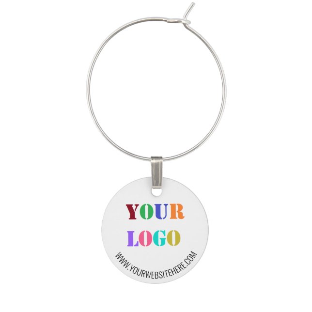 Your Company Logo Text Branded Wine Charm Example (First Charm)