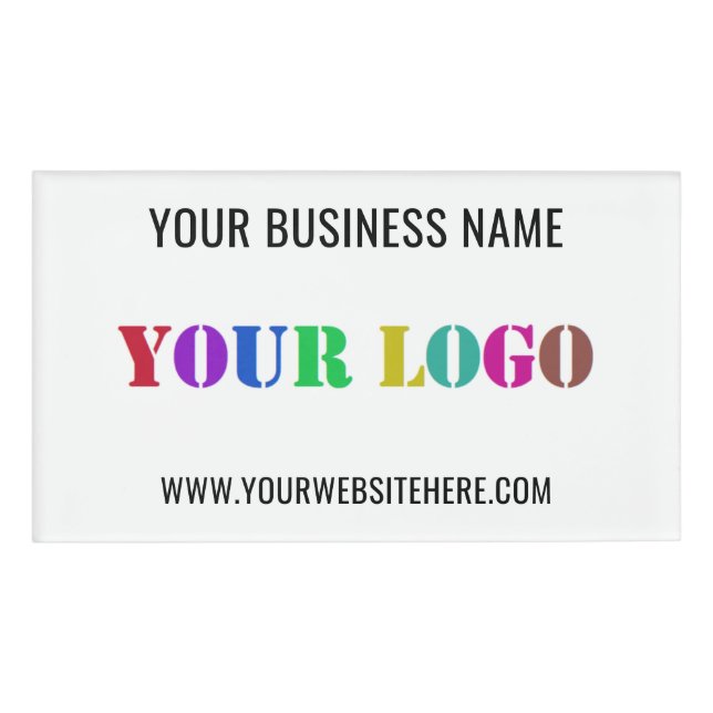 Your Company Logo Text Business Name Tag Template (Front)