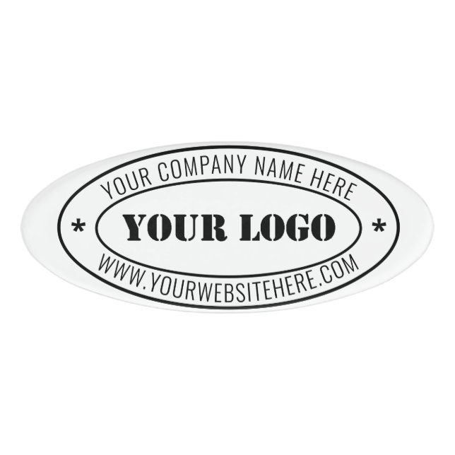 Your Company Logo Text Business Name Tag Template (Front)