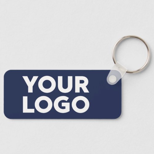 Your Company Logo Text Corporate Swag Navy Blue Keychain