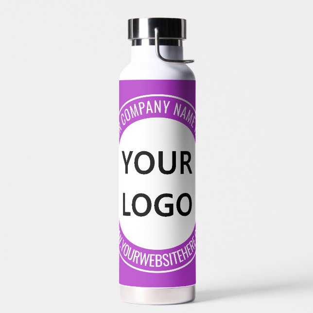Your Company Logo Water Bottle Example Custom Text (Left)