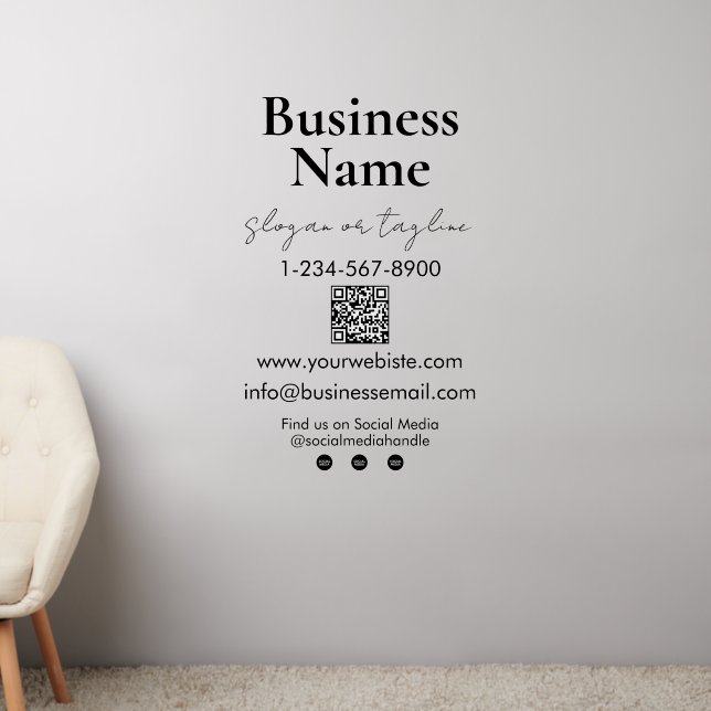 Your Company Name Storefront QR Code Contact Info Wall Decal (Living Room 2)