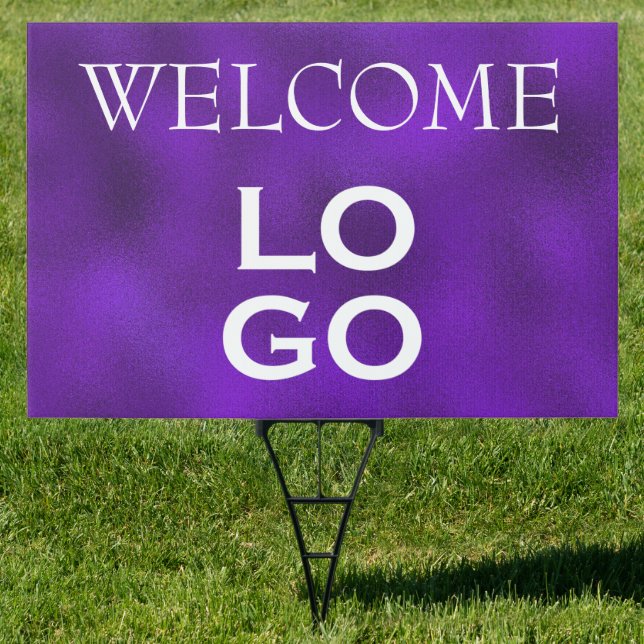 Your Company or Business Logo Navy Blue Welcome Sign (Insitu)