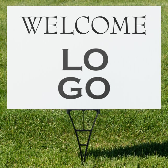 Your Company or Business Logo White Welcome Sign (Insitu)