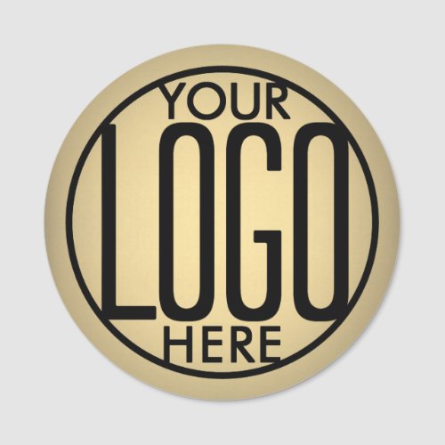 Your Company or Team Logo Faux Metallic Gold Round Name Tag