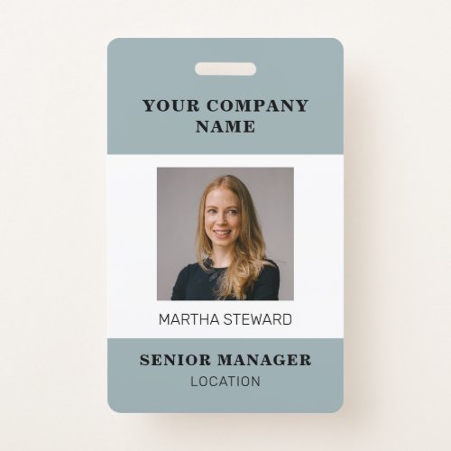 Your Company Photo Duck Egg Blue ID Badge