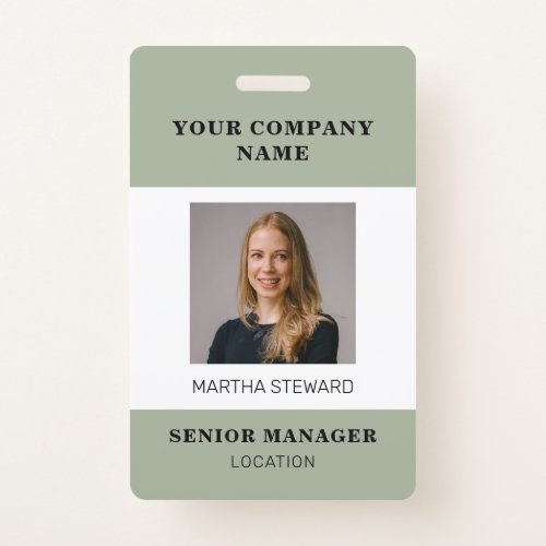 Your Company Photo id ID Sage Green Badge 