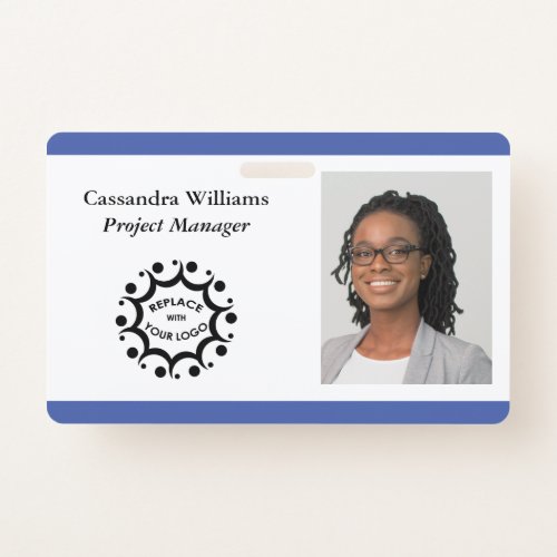 Your Corporate Logo  Headshot Employee Blue Badge