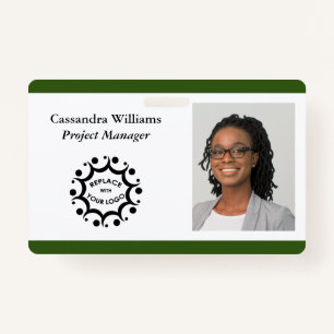 Your Corporate Logo & Headshot Forest Green Badge