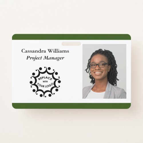 Your Corporate Logo  Headshot Forest Green Badge