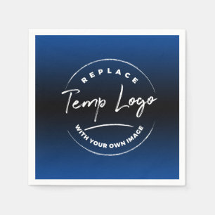 Your Corporate Logo or Image Blue & Black Ombre Napkins