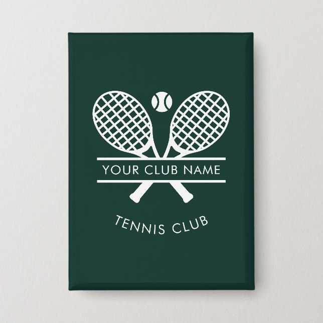 Your Country Club Name Tennis Team Green Custom Button (Front)