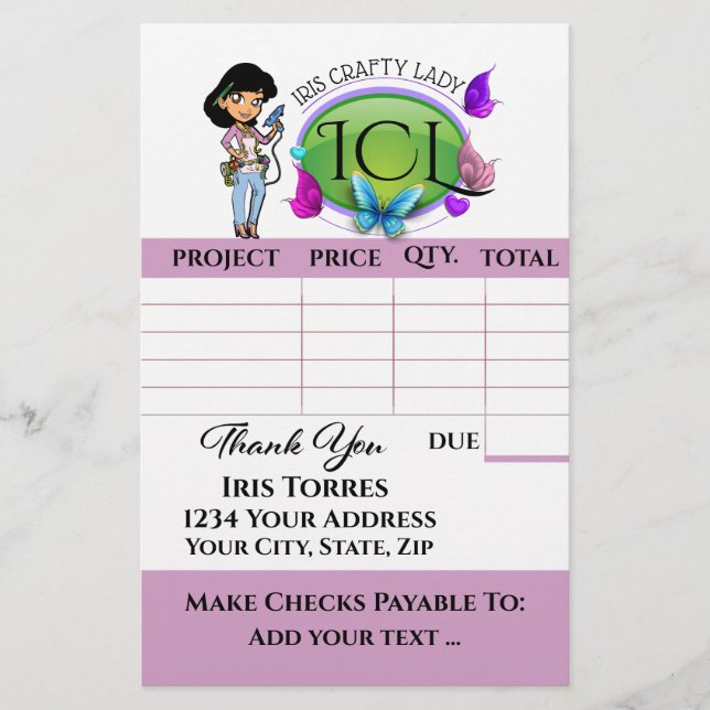 Your Crafty Invoice (Front)