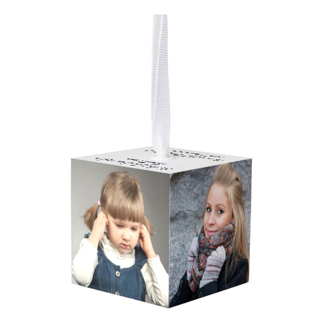 Your Creation Cube Ornament (Back Angled)