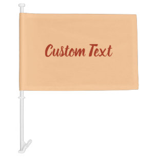 Your Cursive Text on Peach with Red Script Car Flag