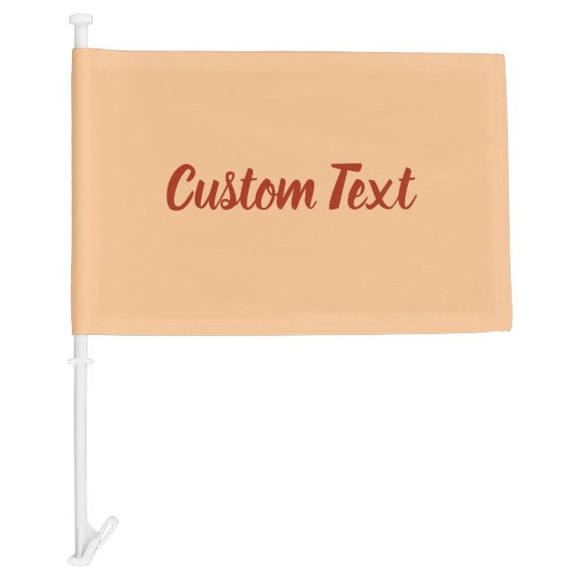Your Cursive Text on Peach with Red Script Car Flag (Front)